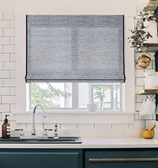 Boutique Serenity Natural Woven Shades shown in Ayo Seaside