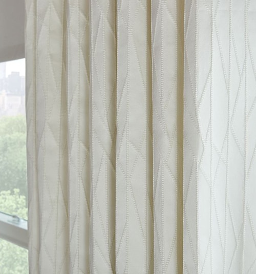Boutique Crown Pleat Drapery: Patterns shown in Viewpoint Starlight