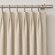 Crown Pleat features a classic two finger pleat tacked at the top for a sleek look.  Pleated draperies are attached to a rod using pre-pinned hooks and drapery rings. Drapery rings are not included.