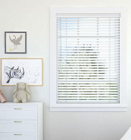 Boutique 2&quot; Faux Wood Blinds shown in Natural