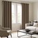 Blindsgalore Grommet Curtain Panels shown in Deco Weave Taupe with Blackout Liner
