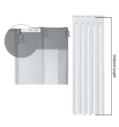 All pinch pleat panels come pre-pinned on the back of the header and include rod attachment rings in color of your choice