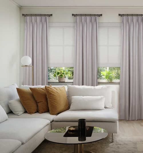 Blindsgalore Pinch Pleat Curtain Panels with blackout liner
