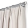 Close up of pinch pleat curtain panel with silver attachment rings